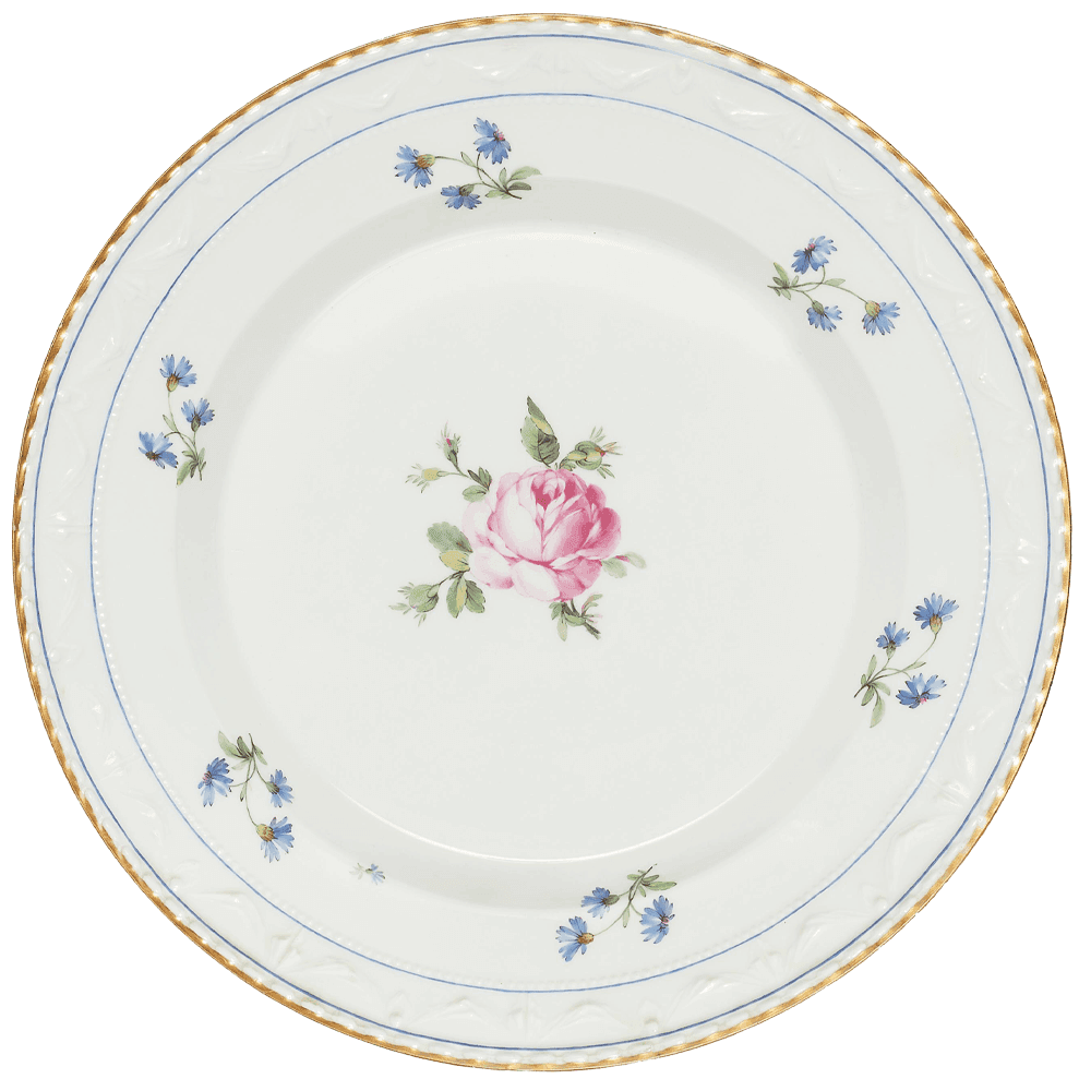 KPM Kurland | Rose und Kornblumen, Porzellanteller KPM Berlin
